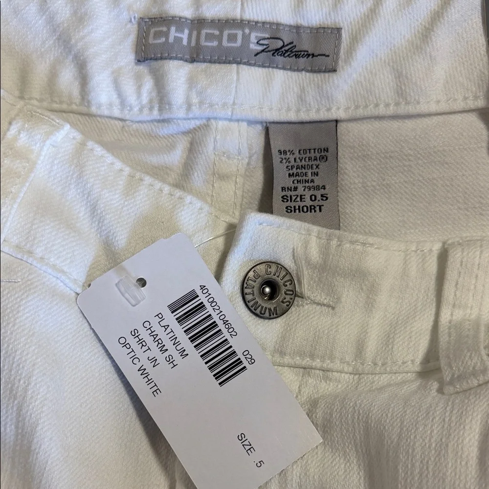Chico's White Platinum Denim Charm Jean - size .5 Short (or size 6) *** NWT *** - Picture 2 of 10